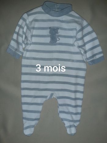 Pyjama chaud mixte garçon / fille - Bout'chou - chat - 3 mois