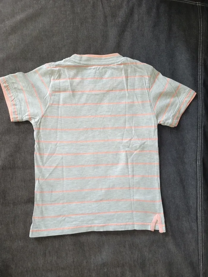 T-shirt MC grise et corail 8 ans - photo numéro 2
