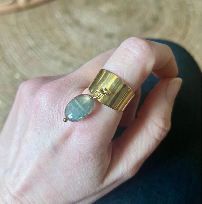Bague pampille amulette scarabée Labradorite - photo numéro 5