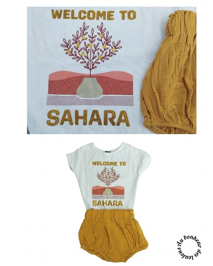 5 ans ensemble été teeshirt Okaïdi et short bloomer ( sans marque)