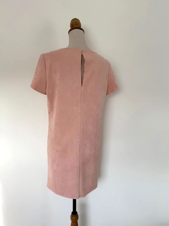 Robe tunique rose perle suédine neuf Kleid dress Vestido Vestito jurk jumpsuit femme volant mujer - photo numéro 2