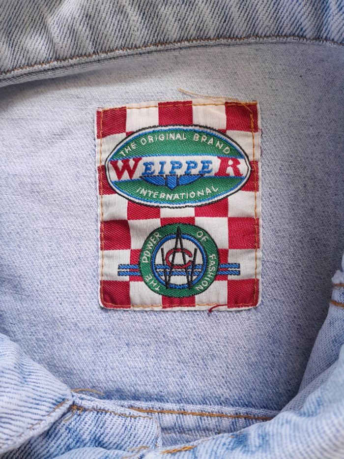 Veste en jean oversize vintage avec ruban sur poche Weipper - photo numéro 4