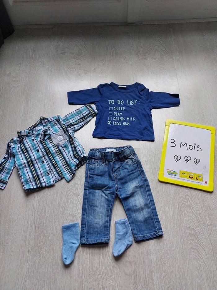 Ensemble bébé garçon bleu taille 3 mois