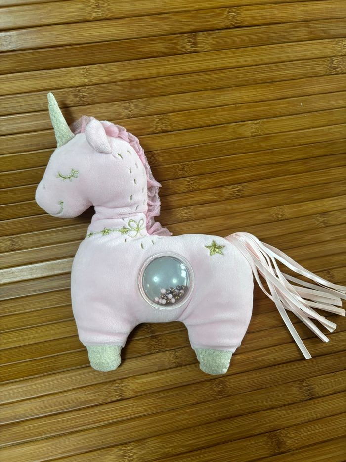 Doudou éveil licorne rose miroir boule mots d enfants - photo numéro 2