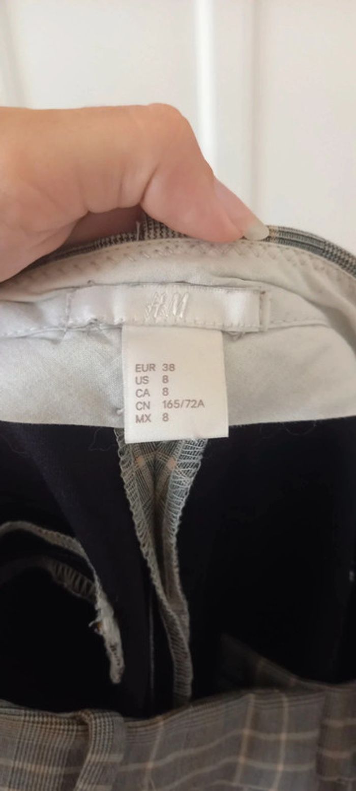 Pantalon droit à carreaux gris blanc noir H&M 38 - photo numéro 6