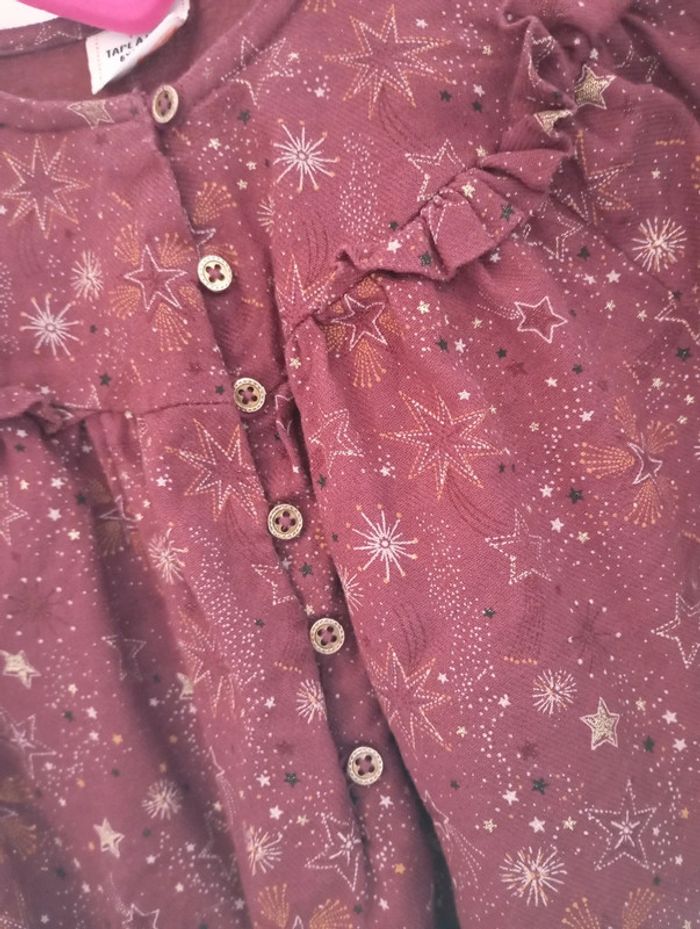 Chemise 6 ans TAO couleur prune motif étoile feu d'artifice - photo numéro 2