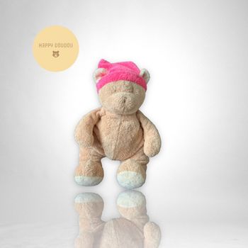 Peluche doudou ours bonnet rose Ajena A277