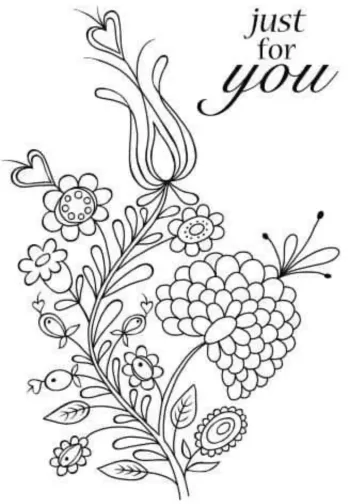 Tampon Clear Magic – Carte & Scrapbooking – Motif Fleur + Texte “Just for You” Neuf