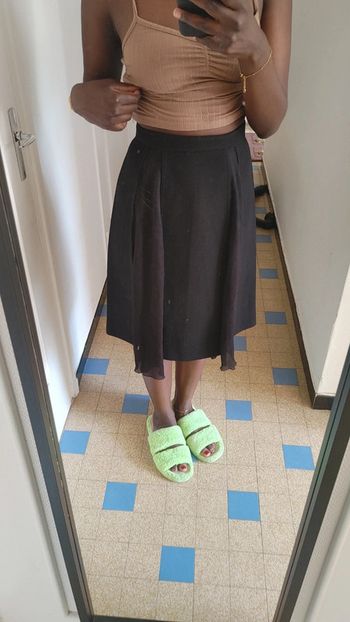 Jupe transparent en laine et soie taille haute