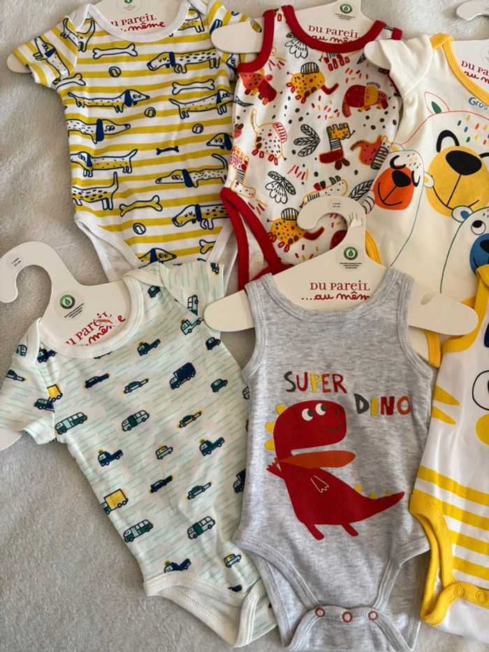 Lot de 6 bodies bébé garçon 1 mois – Neufs Du Pareil au Même - photo numéro 2