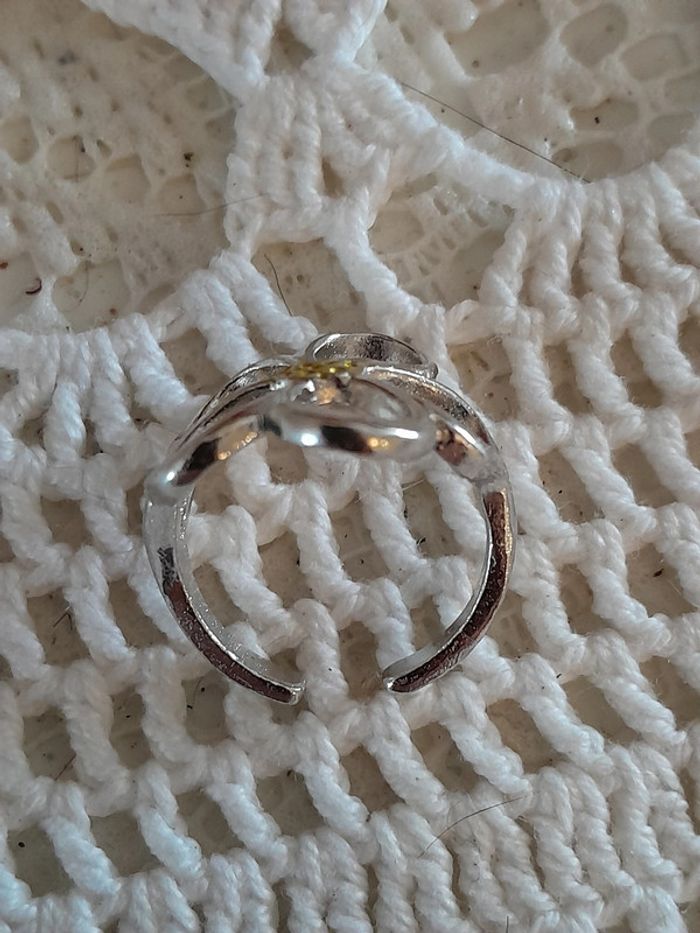 Bague plaquée argent, fleur, couleur argentée, réglable - photo numéro 3