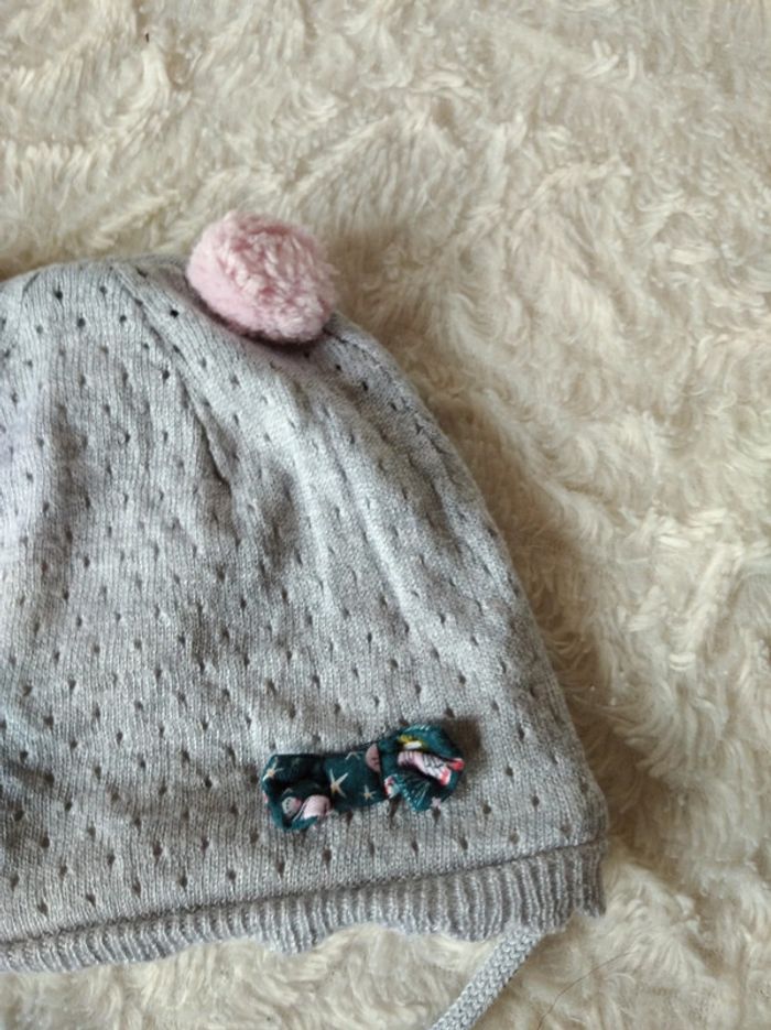 Bonnet doublé avec deux pompons et un nœud Fille 45 Taille 1 Sergent major - photo numéro 4