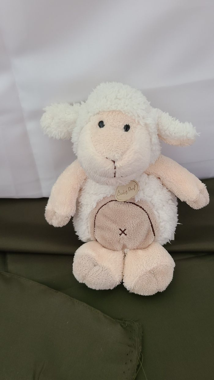 Doudou Mouton Beige Blanc Croix BABY NAT - photo numéro 2