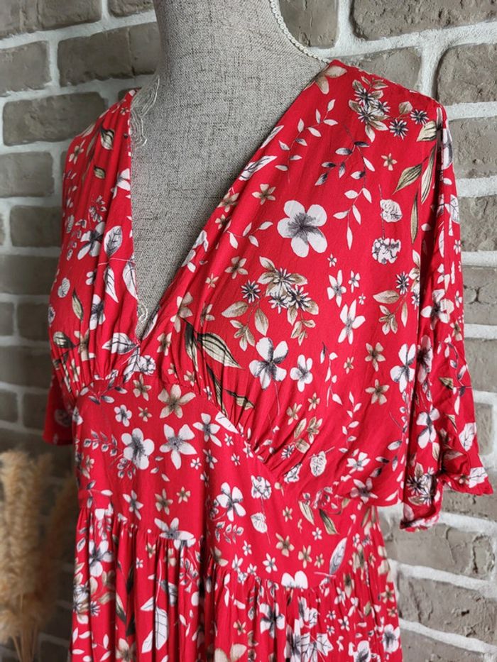 Belle robe Zara rouge à imprimé fleuri - Bohème Romantique - photo numéro 6
