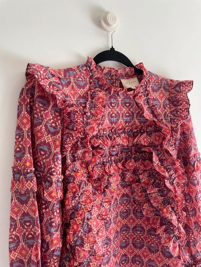 Blouse Sézane volantée à motif géométrique - photo numéro 2