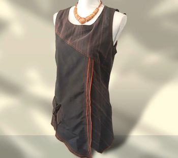 Tunique sans manches longue asymétrique orange marron