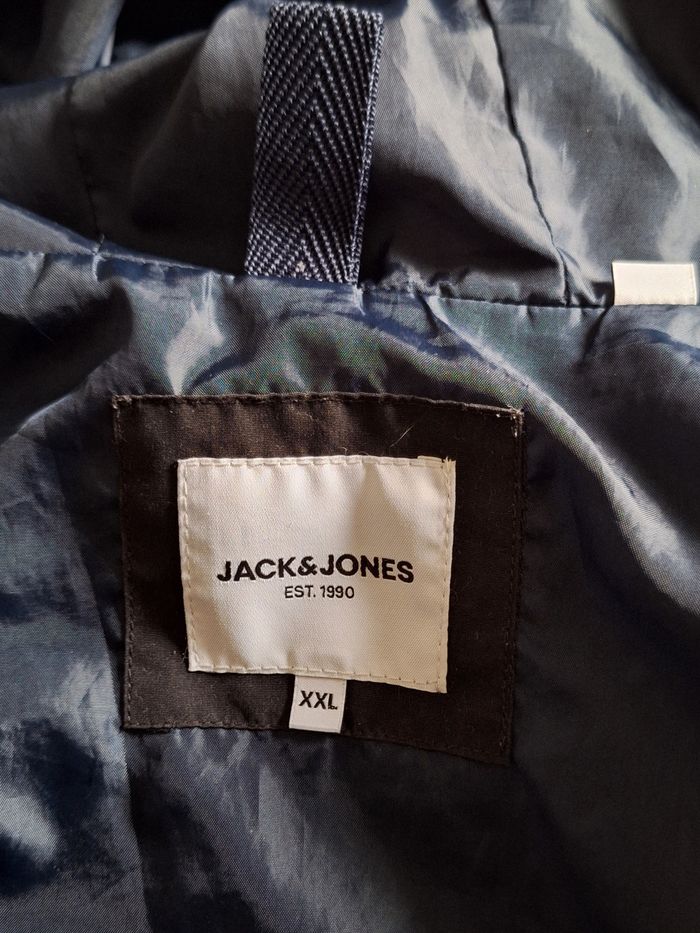 Veste de sport à capuche Jack &Jones beige, bleu marine et blanche - photo numéro 7