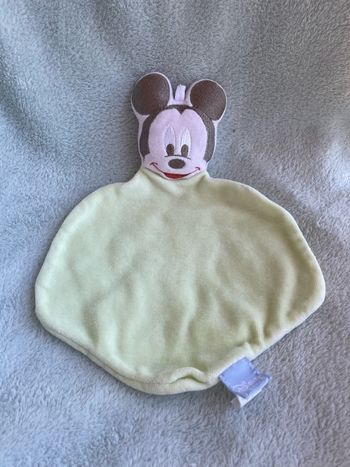 Doudou plat losange souris Mickey vert Disney