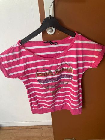 Tee shirt rose coeur 10 ans Punkidz