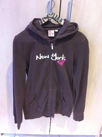 Sweat marron à capuche zippé de Roxy taille M 38