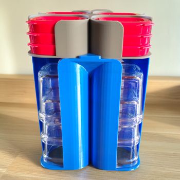 Rangement Bleu et Gris pour pots & couvercles Multidélices