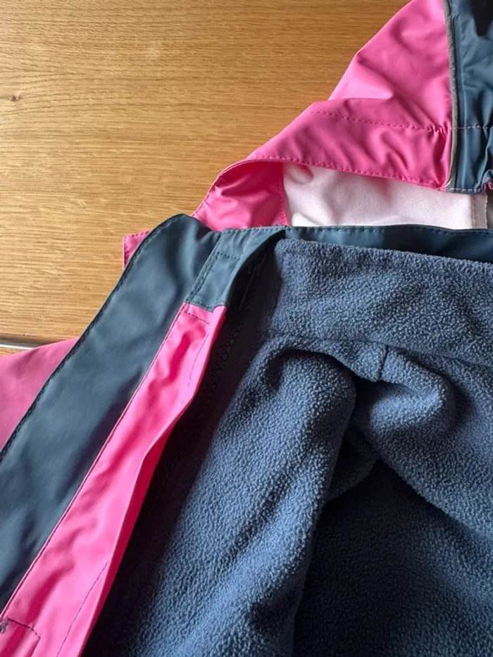 Ensemble 3 pièces veste imperméable + polaire + salopette bleu marine/rose - Taille 2/3 Ans - photo numéro 9