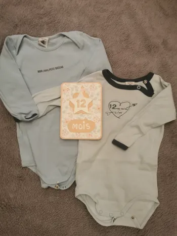 Lot 2 bodies ml Petit Bateau 12 mois