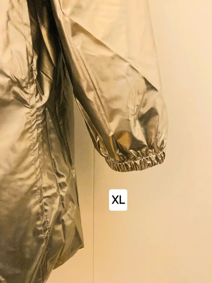 Manteau imperméable femme réversible long noir doré taille XL - photo numéro 4