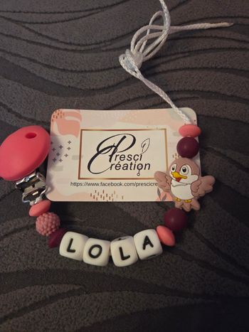 Attache tétine silicone oiseau fille