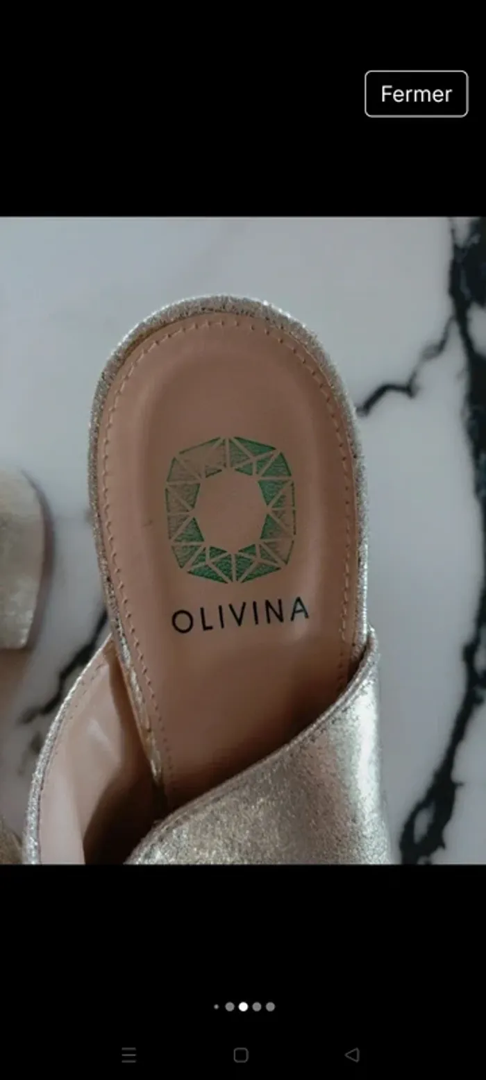 Mules ouvertes Gold - photo numéro 6