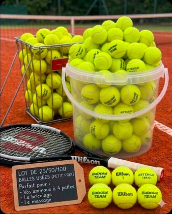 Balles de tennis usagées (petit prix) par 25/50/100