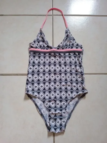 Maillot de bain 1 pièce Orchestra 10 ans gris & rose