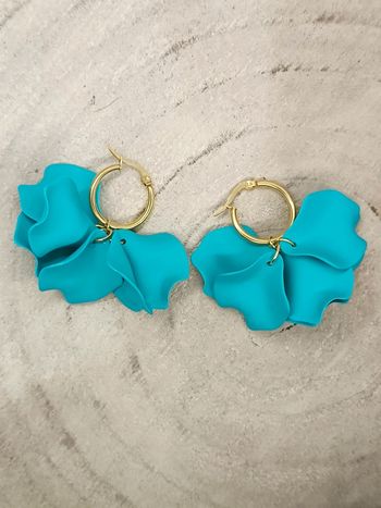 Grosse paire de boucles acryliques et acier inoxydable