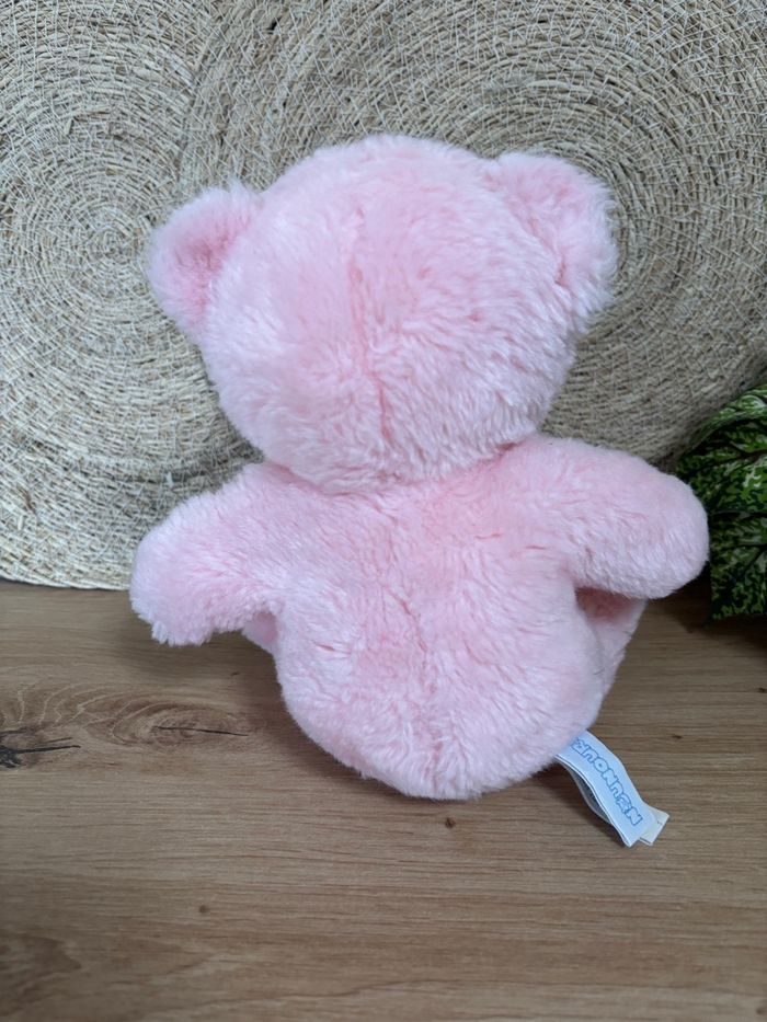 Peluche vintage ours rose pieds mains imprimé nounours - photo numéro 3