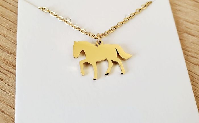 Collier cheval acier inoxydable Or - photo numéro 2