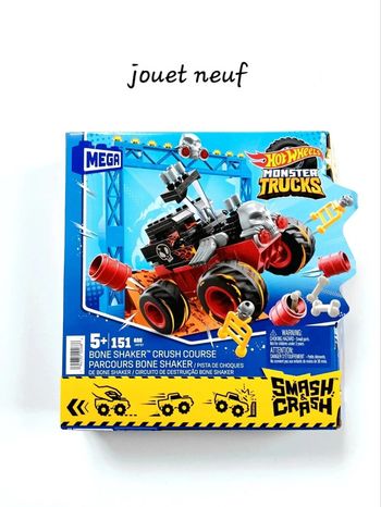 Mattel Hot Wheels MEGA Monster Trucks Smash & Crash Bone Shaker NEUF