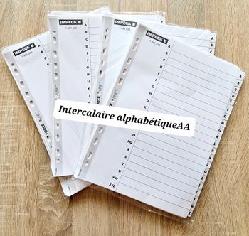 Lot de 4 pack intercalaires alphabétique