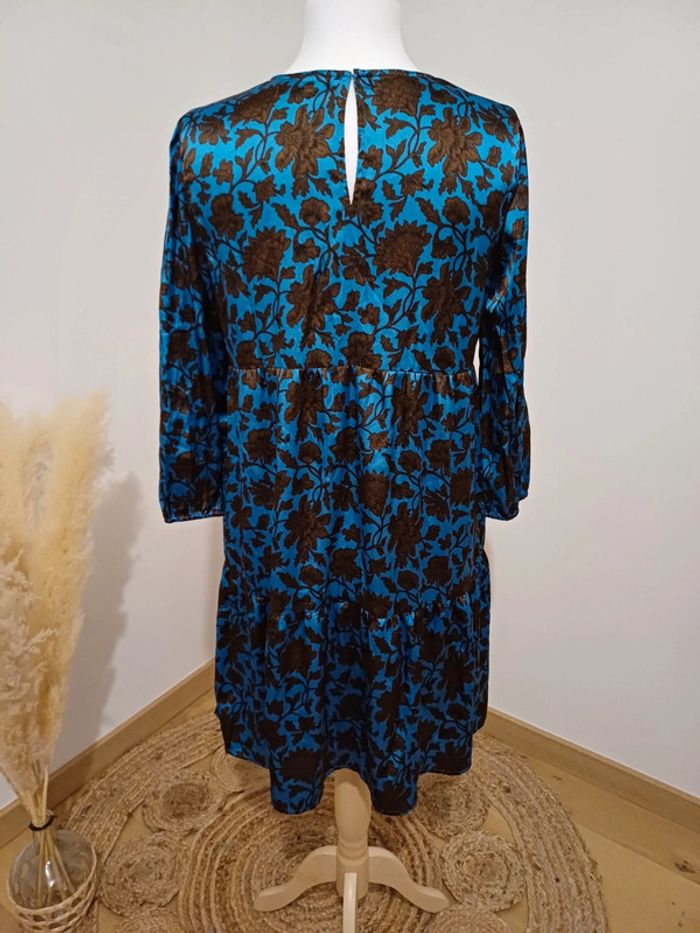 Robe fluide bleue et marron Sfera taille L 40 - photo numéro 6