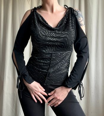 Top paillettes manches fendues Goth y2k vintage annees 2000 - Taille S/M