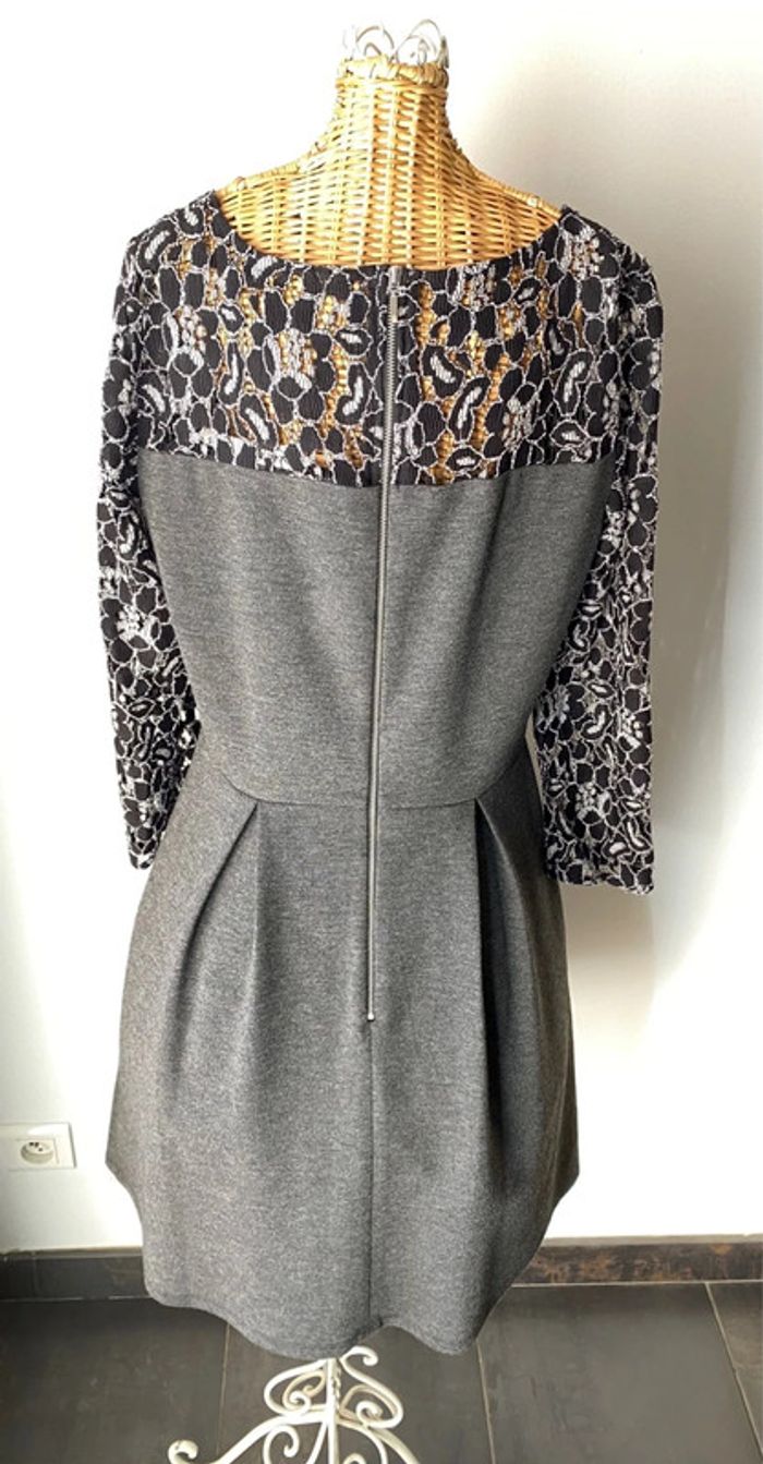 Robe Naf Naf grise avec dentelle noire taille 36 - photo numéro 9
