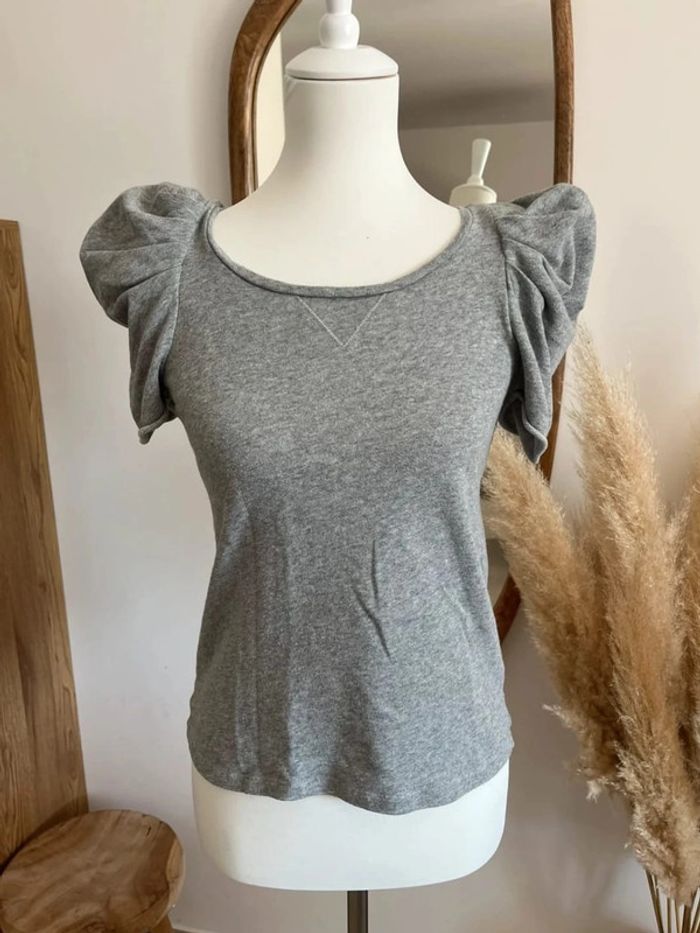 Top gris manches bouffantes Maje - photo numéro 2