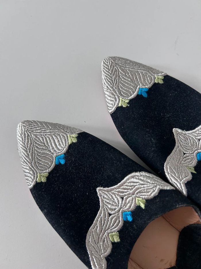 Babouches marocaines en velours noir – Taille 37 | Très bon état - photo numéro 5