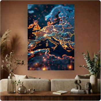 Affiche film “Carte du Monde” Europe lumineuse poster déco murale moderne A3 Sans cadre