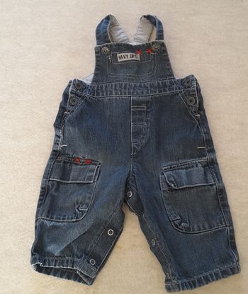 Salopette Jean Navy dpt – Grain de blé – 6 mois
