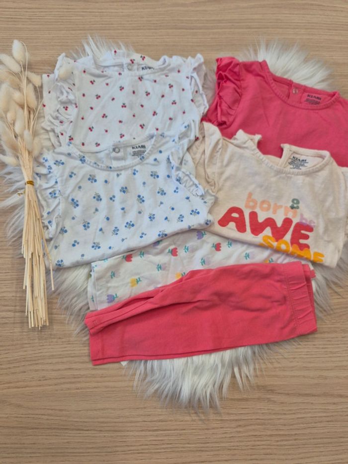 🌸 Lot 2 leggings et 4 t-shirts Kiabi 12 mois