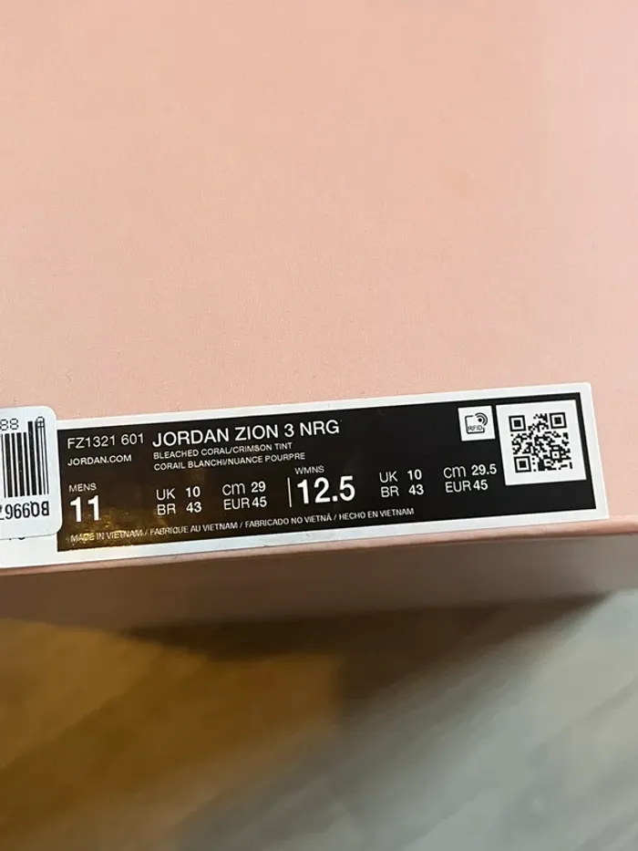 Nike Jordan Zion 3 Energy – Corail/Blanc – 45 – Mixte - photo numéro 6