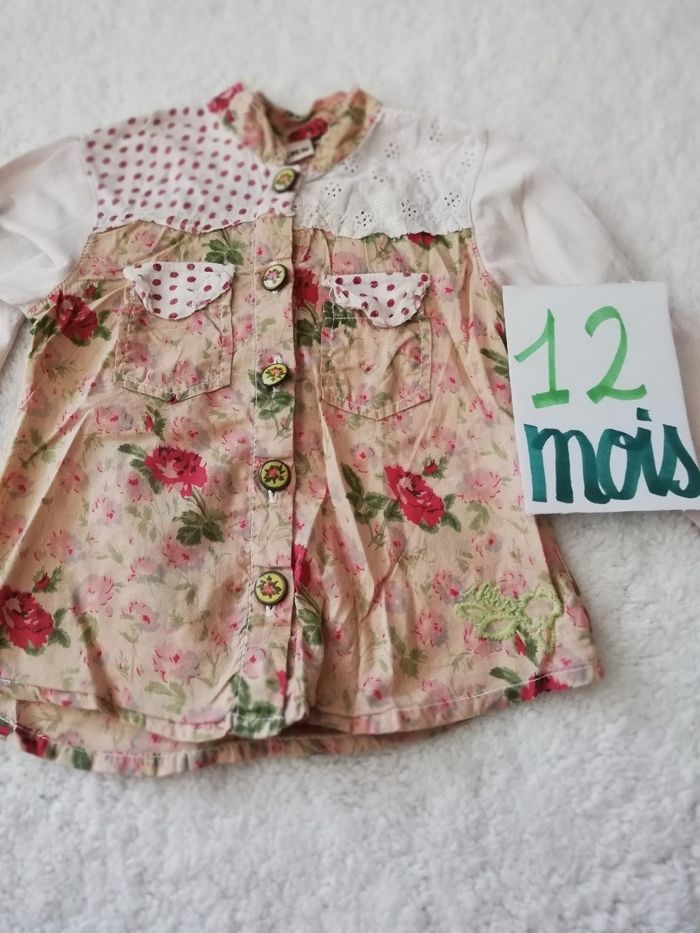Chemise à motif marron 12 mois fille ikks