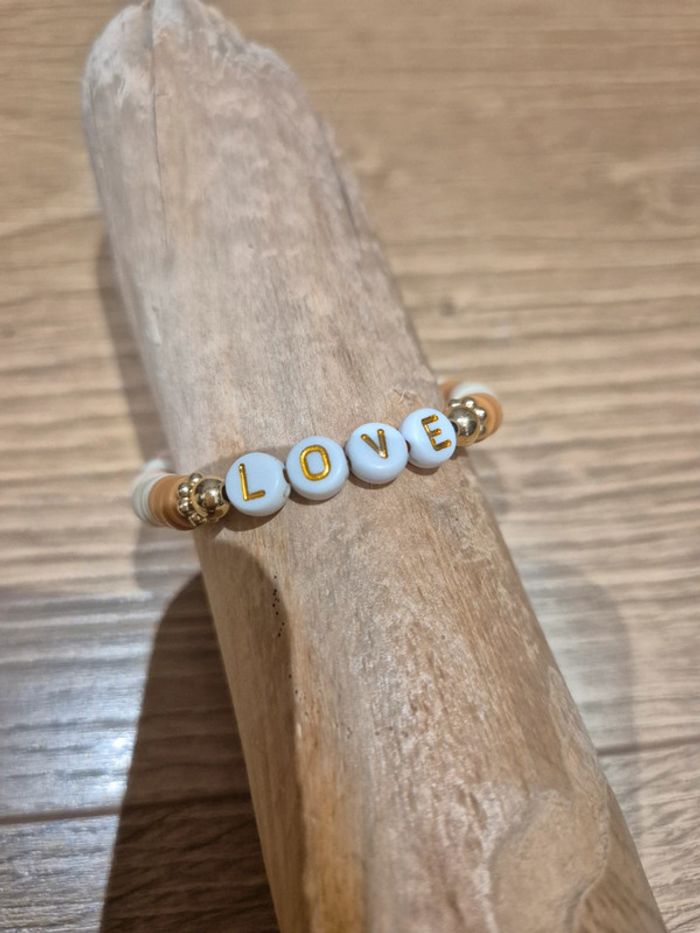 Bracelet perles plates #love