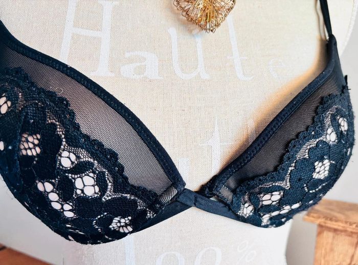 🎀 soutien gorge push up beige avec dentelle noire taille européenne 85 c - photo numéro 3