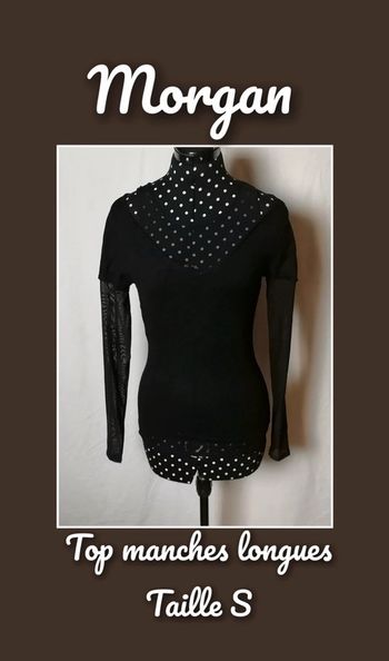Top / tee-shirt à manches longues résille taille S Morgan